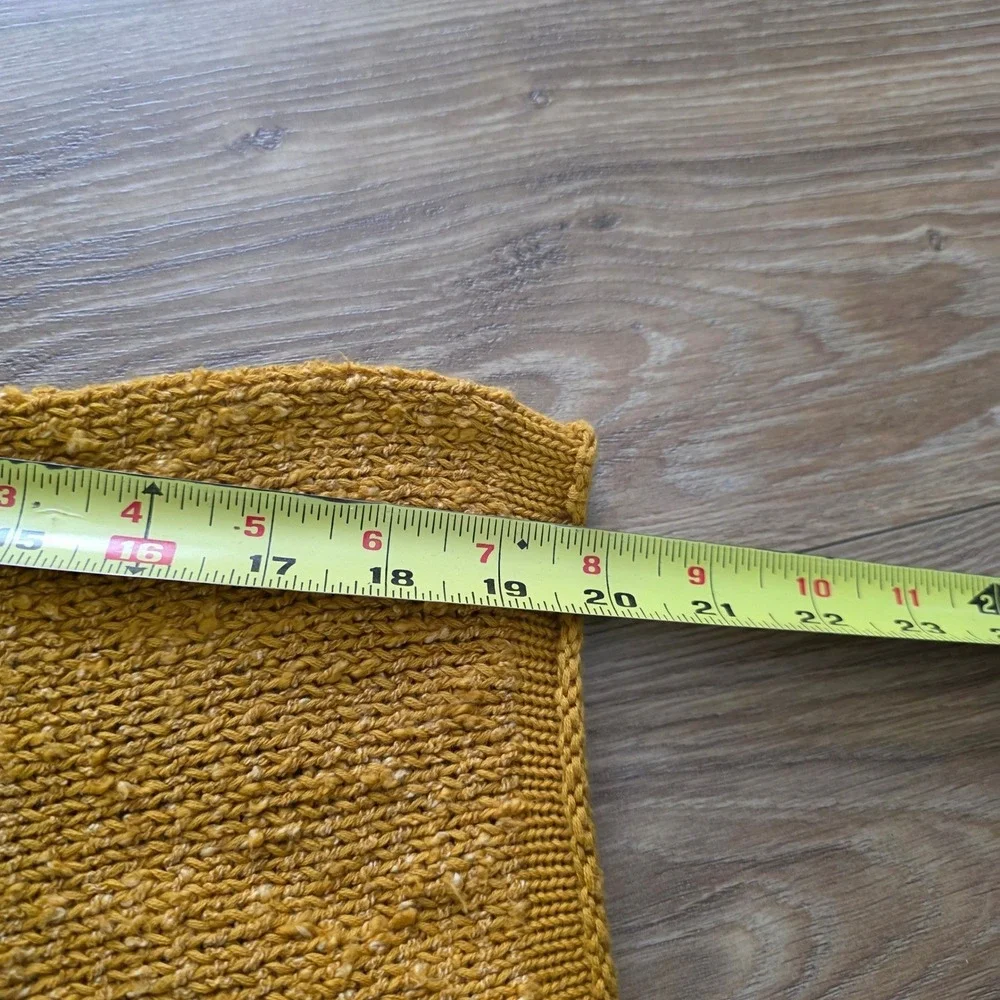 Free‎ People Textured Knit Sweater Mustard Yellow Cropped Boho Pullover Sz SP